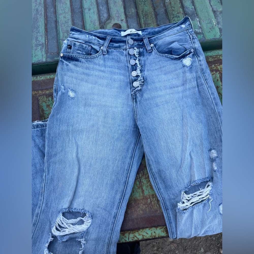 KanCan Light Blue Distressed Flare Jeans